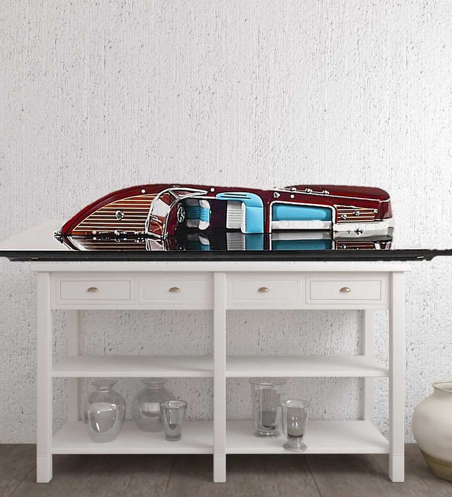 12" Wood Brown Riva Aquarama Half Hull Hand Painted Decorative Boat HomeRoots