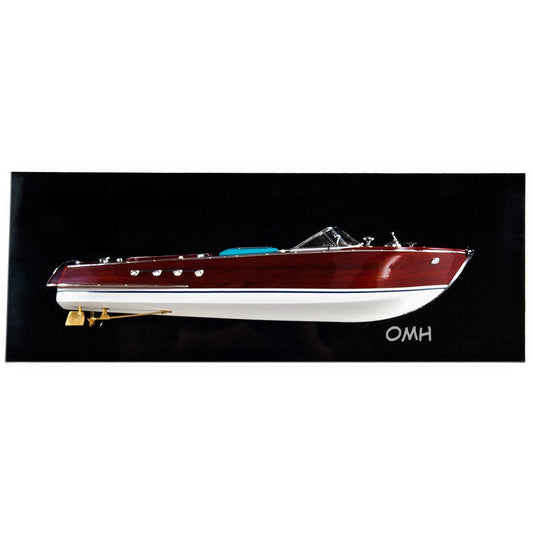 12" Wood Brown Riva Aquarama Half Hull Hand Painted Decorative Boat HomeRoots