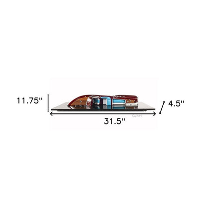 12" Wood Brown Riva Aquarama Half Hull Hand Painted Decorative Boat HomeRoots