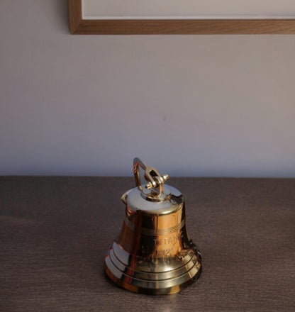 7" Gold Metal Hand Painted 1912 RMS Titanic Bell 6" Model Bell HomeRoots