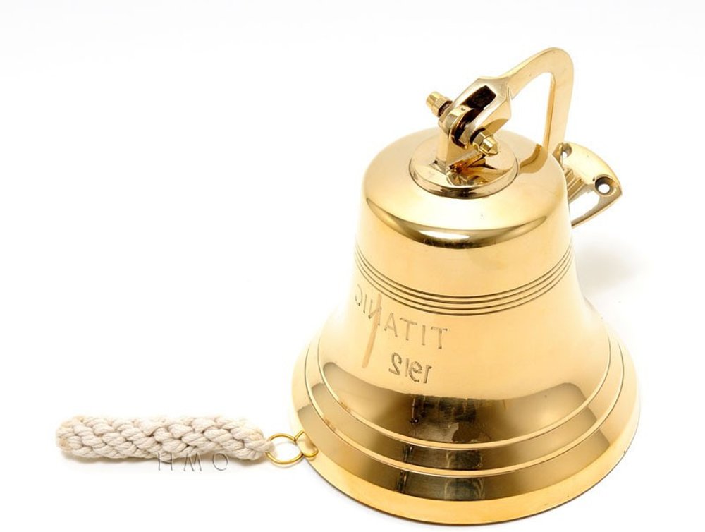 7" Gold Metal Hand Painted 1912 RMS Titanic Bell 6" Model Bell HomeRoots