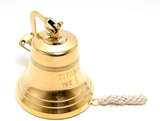 7" Gold Metal Hand Painted 1912 RMS Titanic Bell 6" Model Bell HomeRoots