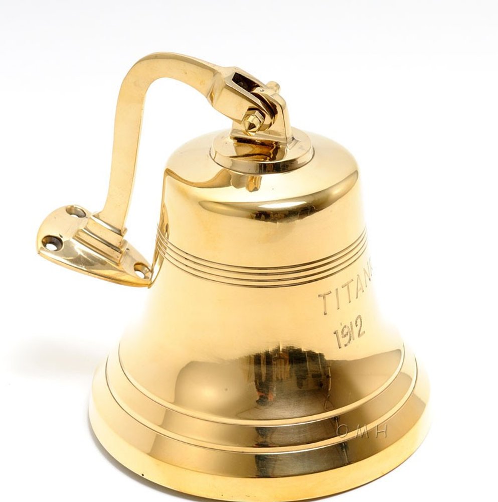 7" Gold Metal Hand Painted 1912 RMS Titanic Bell 6" Model Bell HomeRoots