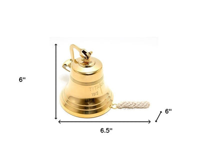 7" Gold Metal Hand Painted 1912 RMS Titanic Bell 6" Model Bell HomeRoots