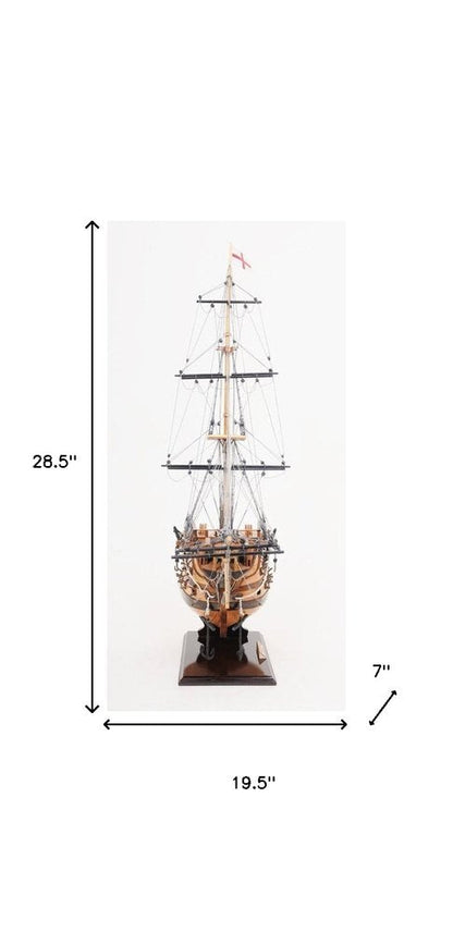 29" Wood Brown HMS Victory Bow Section Hand Painted Decorative Boat HomeRoots