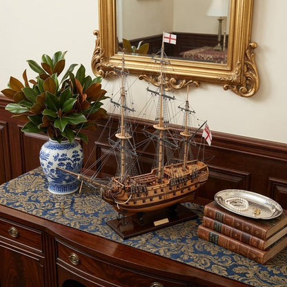 29" Wood Brown HMS Victory Bow Section Hand Painted Decorative Boat HomeRoots