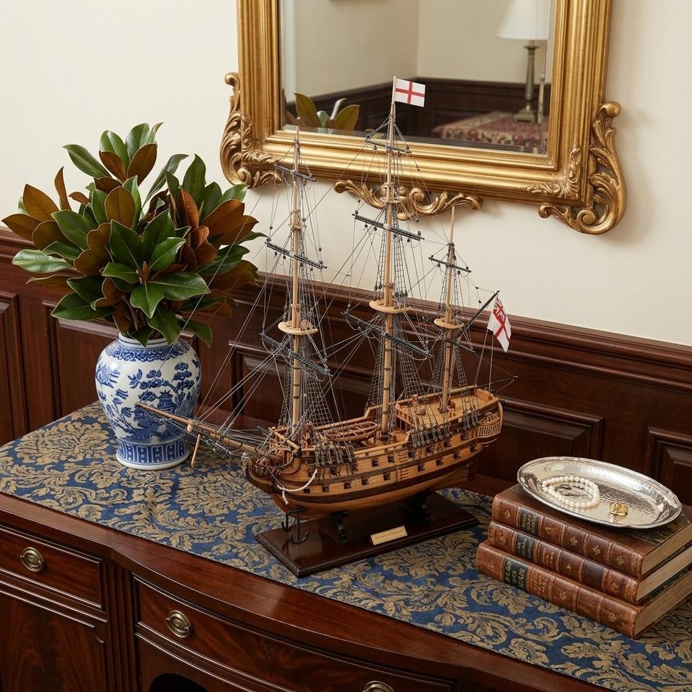 29" Wood Brown HMS Victory Bow Section Hand Painted Decorative Boat — view 13