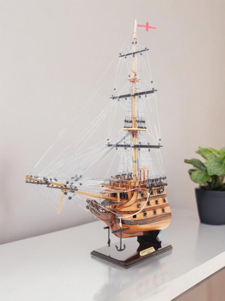 29" Wood Brown HMS Victory Bow Section Hand Painted Decorative Boat HomeRoots