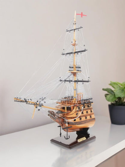 29" Wood Brown HMS Victory Bow Section Hand Painted Decorative Boat HomeRoots