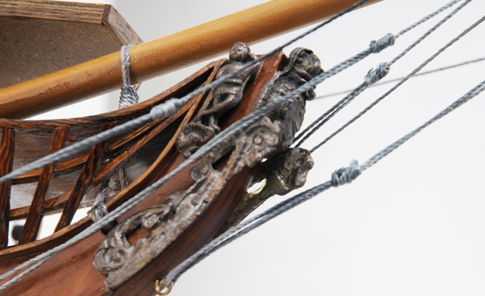 29" Wood Brown HMS Victory Bow Section Hand Painted Decorative Boat — view 5