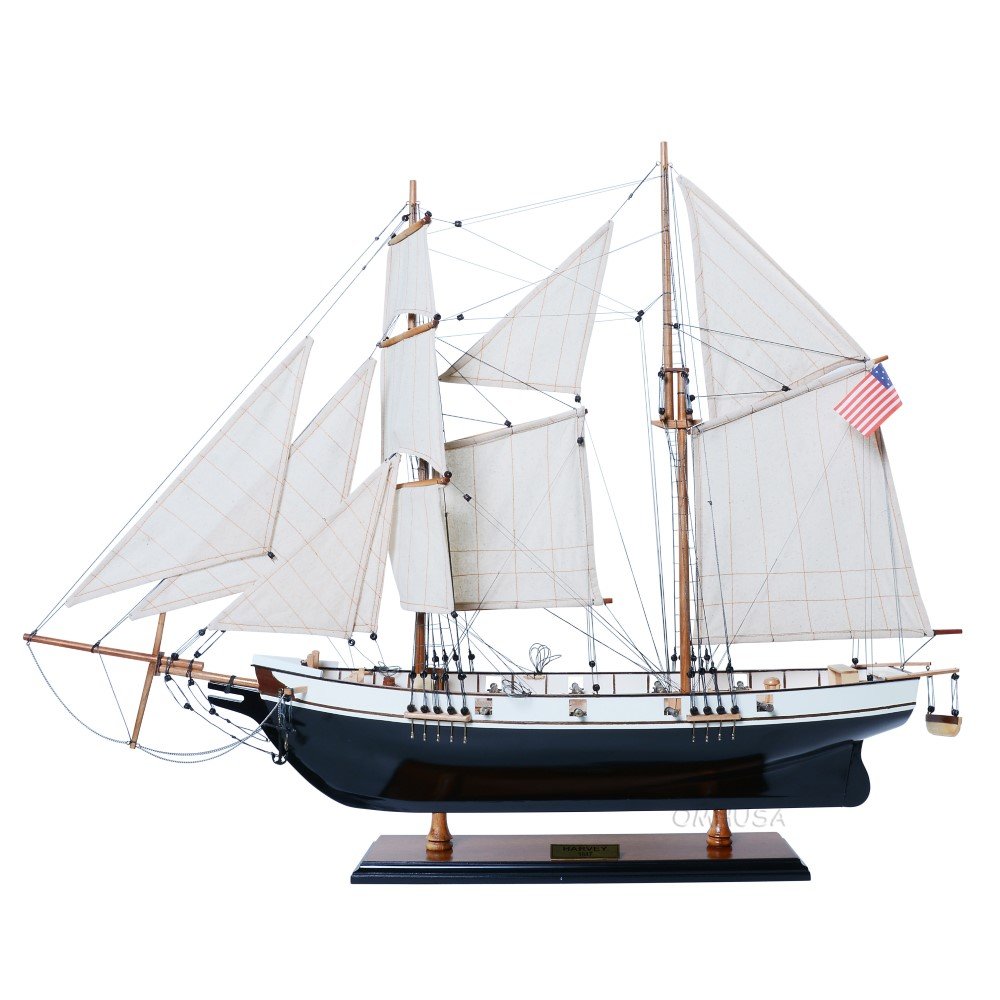 26" Black and White Solid Wood Hand Painted p-Oxybis(benzenesulfonyl hydrazide) Model Boat HomeRoots