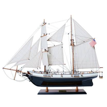26" Black and White Solid Wood Hand Painted p-Oxybis(benzenesulfonyl hydrazide) Model Boat HomeRoots