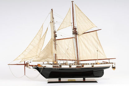 26" Black and White Solid Wood Hand Painted p-Oxybis(benzenesulfonyl hydrazide) Model Boat HomeRoots
