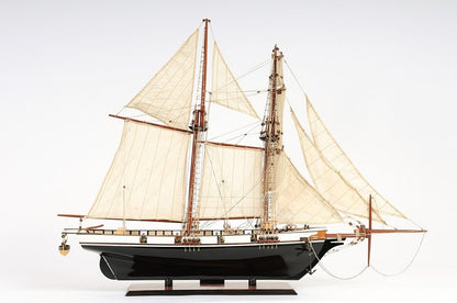 26" Black and White Solid Wood Hand Painted p-Oxybis(benzenesulfonyl hydrazide) Model Boat HomeRoots
