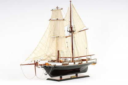 26" Black and White Solid Wood Hand Painted p-Oxybis(benzenesulfonyl hydrazide) Model Boat HomeRoots