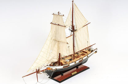 26" Black and White Solid Wood Hand Painted p-Oxybis(benzenesulfonyl hydrazide) Model Boat HomeRoots