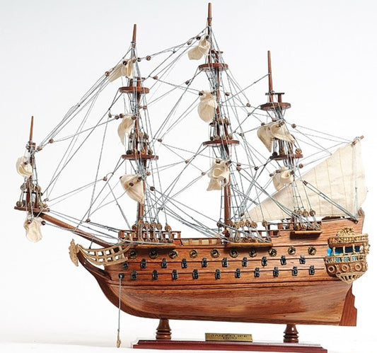18" Wood Brown Solid Wood Hand Painted San Felipe 1690 Small Model Boat HomeRoots