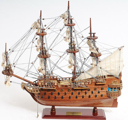 18" Wood Brown Solid Wood Hand Painted San Felipe 1690 Small Model Boat HomeRoots