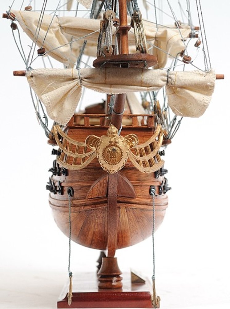 18" Wood Brown Solid Wood Hand Painted San Felipe 1690 Small Model Boat HomeRoots