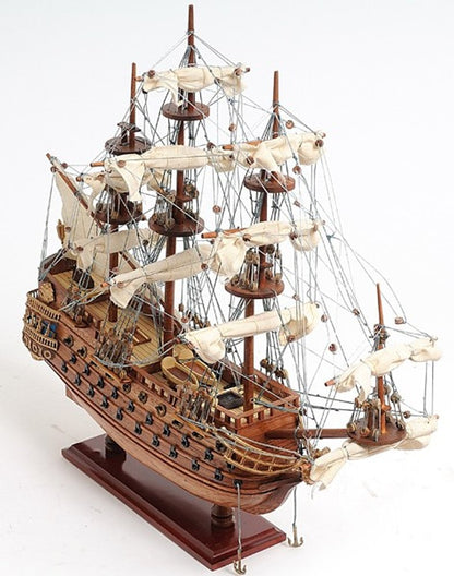 18" Wood Brown Solid Wood Hand Painted San Felipe 1690 Small Model Boat HomeRoots