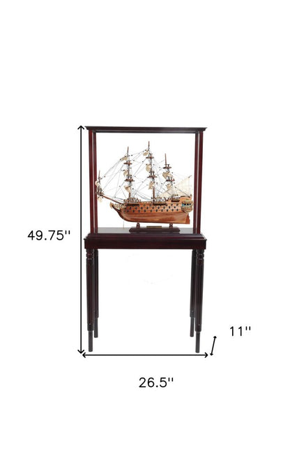 50" Brown Solid Wood Hand Painted Model Boat HomeRoots