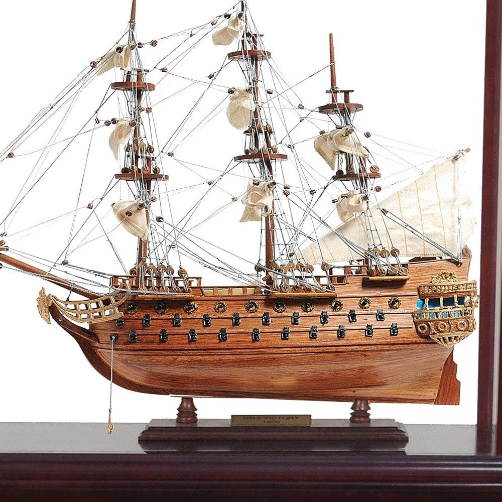50" Brown Solid Wood Hand Painted Model Boat HomeRoots