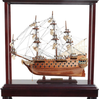 50" Brown Solid Wood Hand Painted Model Boat HomeRoots