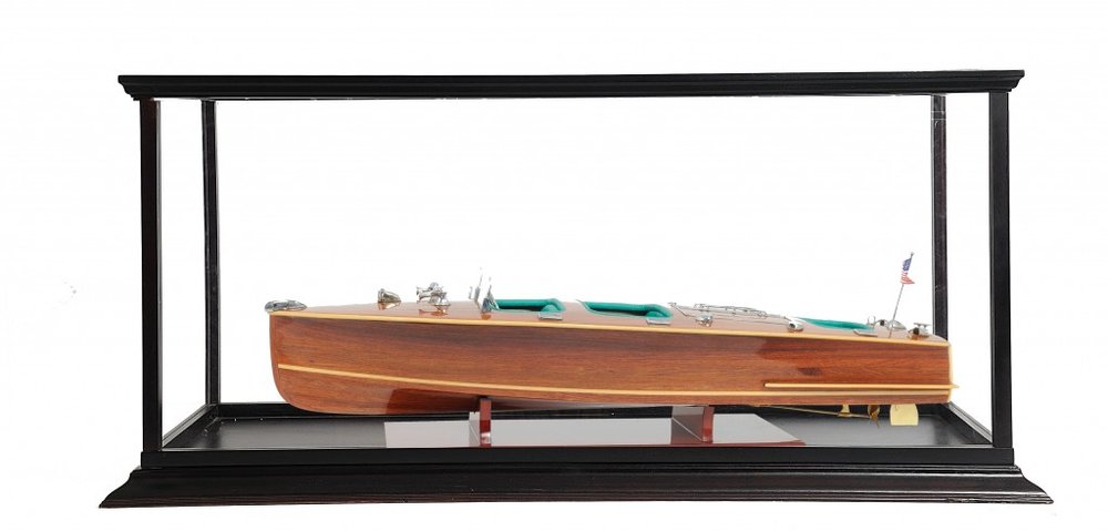 15" Wood Brown c1928 Chris Craft Triple Cockpit Hand Painted Boat with Case HomeRoots