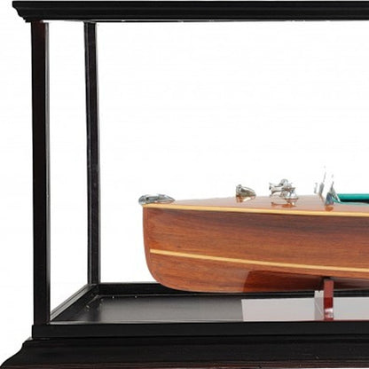 15" Wood Brown c1928 Chris Craft Triple Cockpit Hand Painted Boat with Case HomeRoots