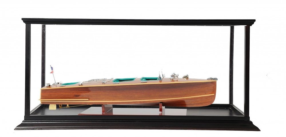 15" Wood Brown c1928 Chris Craft Triple Cockpit Hand Painted Boat with Case HomeRoots