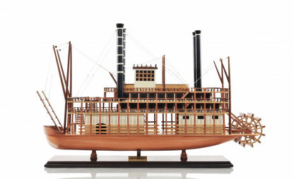 17" Wood Brown Solid Wood Hand Painted King of Mississippi Model Boat HomeRoots