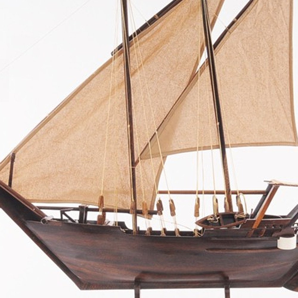 27" Wood Brown Solid Wood Hand Painted Dhow Medium Model Boat HomeRoots
