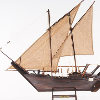 27" Wood Brown Solid Wood Hand Painted Dhow Medium Model Boat HomeRoots