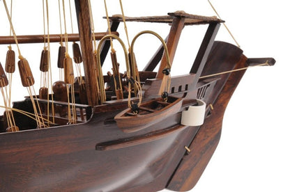 27" Wood Brown Solid Wood Hand Painted Dhow Medium Model Boat HomeRoots