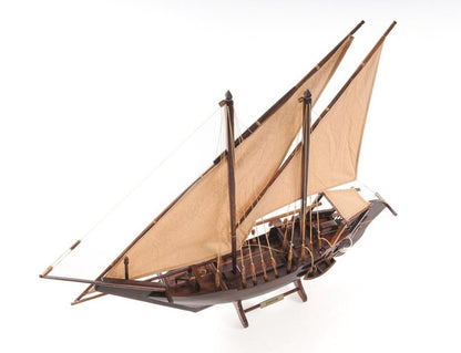 27" Wood Brown Solid Wood Hand Painted Dhow Medium Model Boat HomeRoots