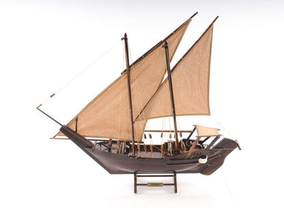 27" Wood Brown Solid Wood Hand Painted Dhow Medium Model Boat HomeRoots