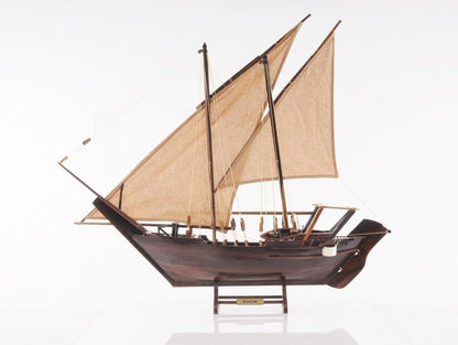 27" Wood Brown Solid Wood Hand Painted Dhow Medium Model Boat HomeRoots