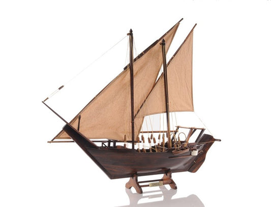 27" Wood Brown Solid Wood Hand Painted Dhow Medium Model Boat HomeRoots