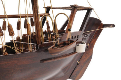 27" Wood Brown Solid Wood Hand Painted Dhow Medium Model Boat HomeRoots