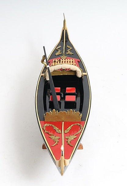 8" Black and Red Venetian Gondola Hand Painted Decorative Boat HomeRoots