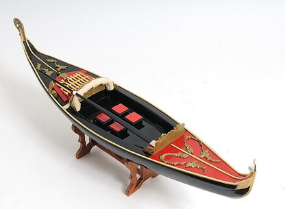 8" Black and Red Venetian Gondola Hand Painted Decorative Boat HomeRoots