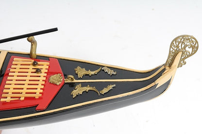 8" Black and Red Venetian Gondola Hand Painted Decorative Boat HomeRoots