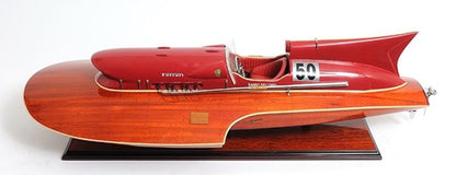 10" Solid Wood Hand Painted Ferrari Hydroplane Large Model Boat HomeRoots