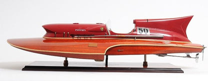 10" Solid Wood Hand Painted Ferrari Hydroplane Large Model Boat HomeRoots