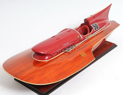10" Solid Wood Hand Painted Ferrari Hydroplane Large Model Boat HomeRoots