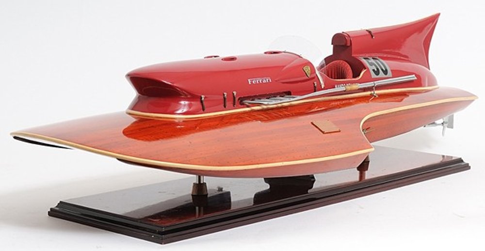10" Solid Wood Hand Painted Ferrari Hydroplane Large Model Boat HomeRoots