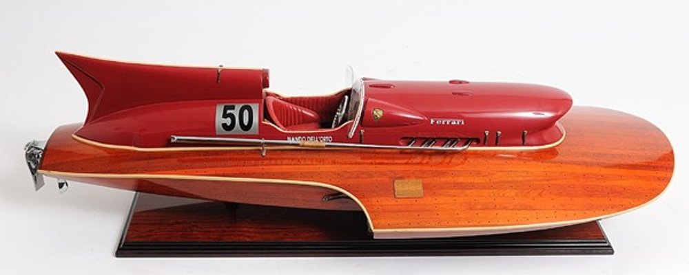 10" Solid Wood Hand Painted Ferrari Hydroplane Large Model Boat HomeRoots