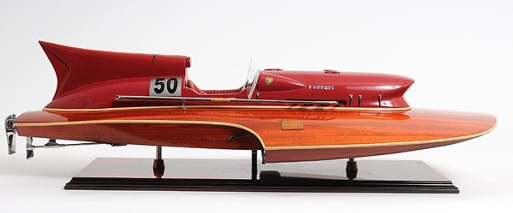 10" Solid Wood Hand Painted Ferrari Hydroplane Large Model Boat HomeRoots