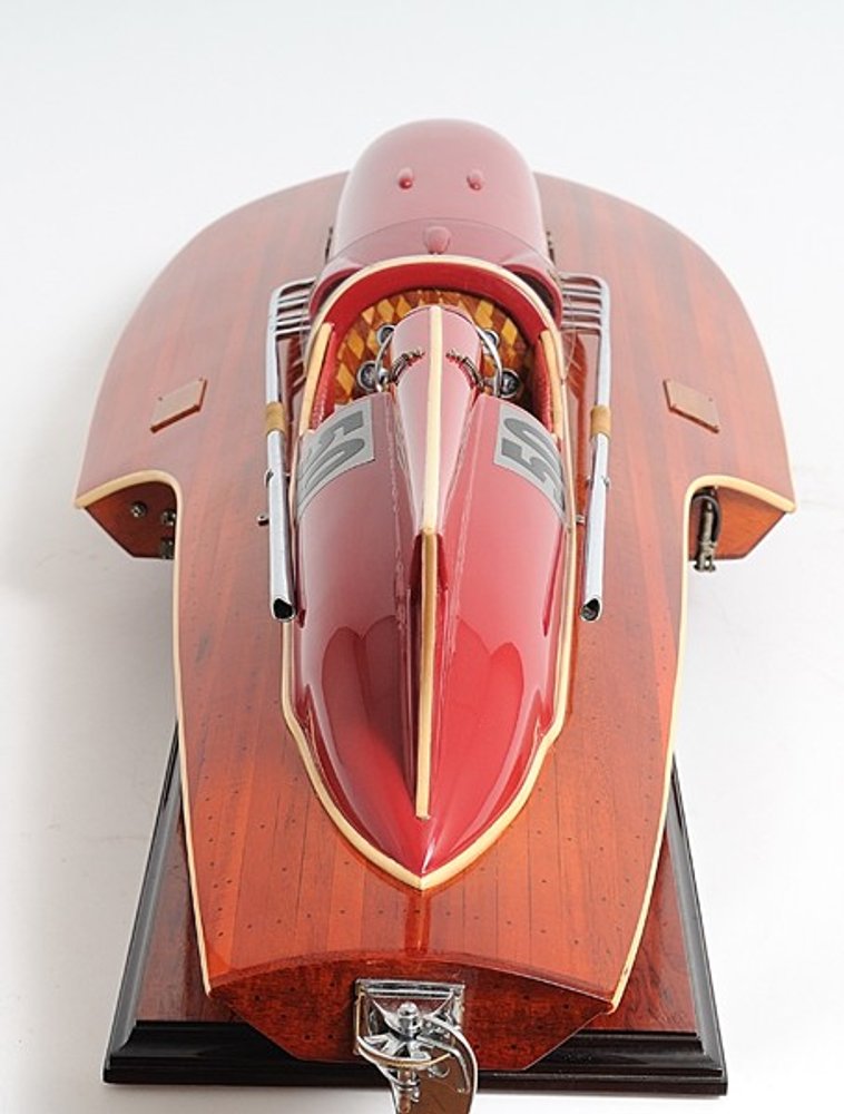 10" Solid Wood Hand Painted Ferrari Hydroplane Large Model Boat HomeRoots