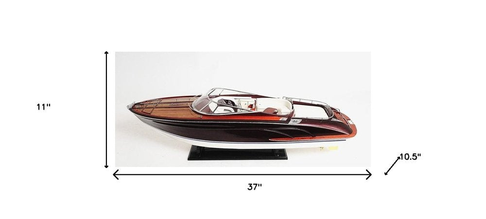11" Black and White Solid Wood Hand Painted Riva Rivarama Luxury Yacht Exclusive Edition Model Boat HomeRoots